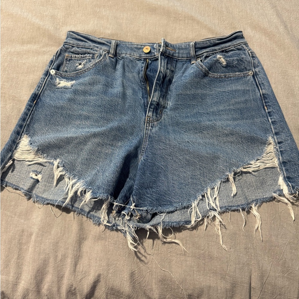 American Eagle Outfitters Blue Distressed Jean Shorts